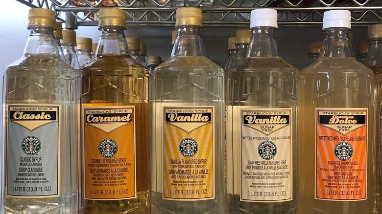 Different flavors of starbucks syrups