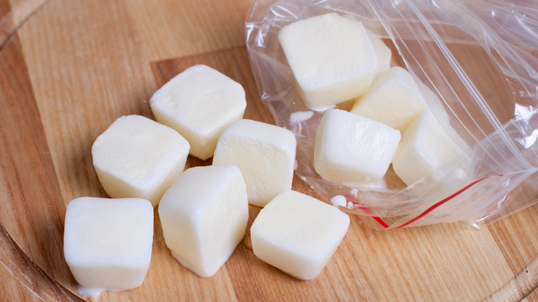 Frozen milk cubes