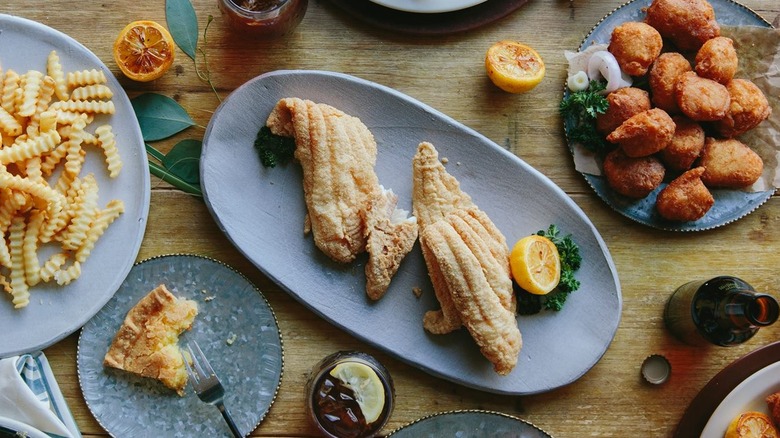 Catfish, fries, hush puppies, and more served at the Catfish Hotel.