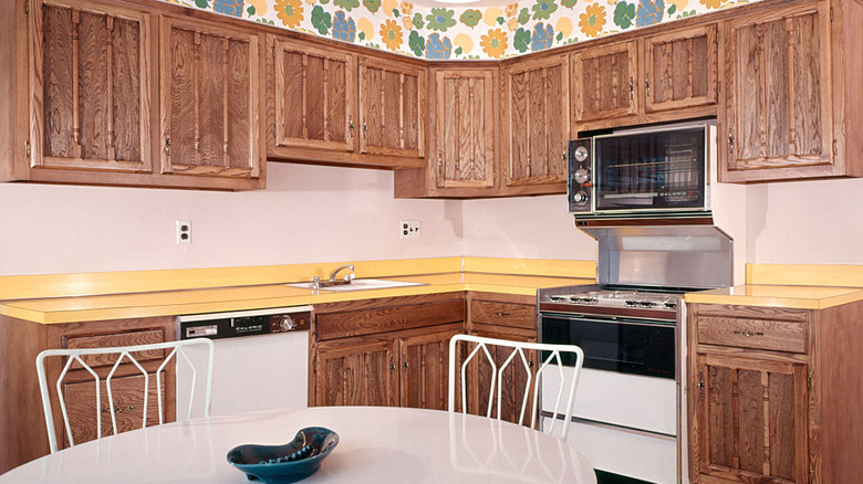 Retro kitchen with yellow Formica countertops