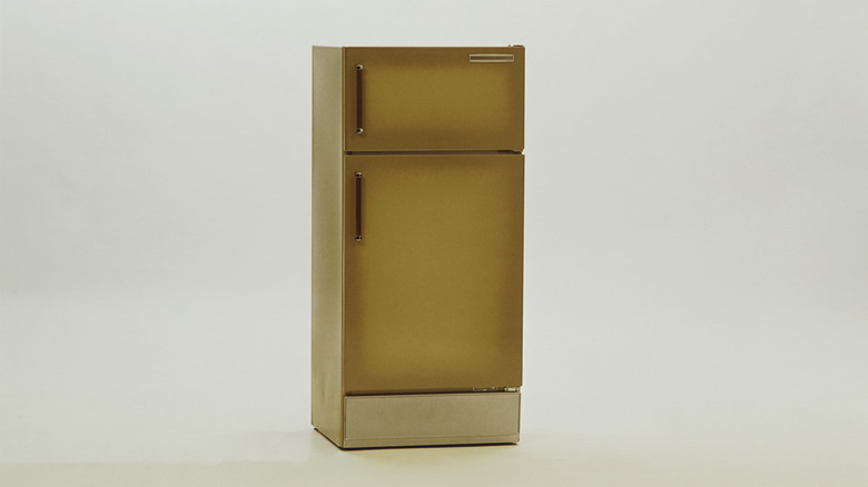 Vintage harvest gold refrigerator