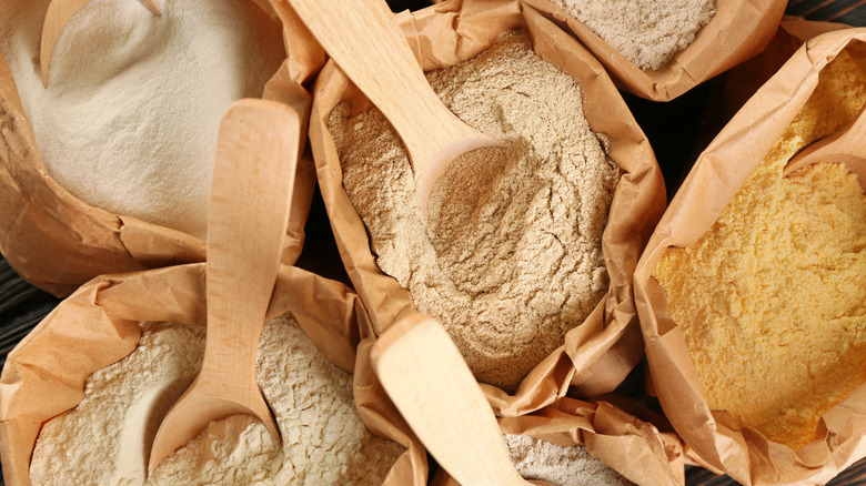 Bags with different types of flour