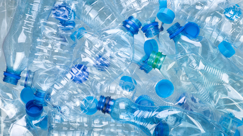 Used plastic water bottles trash