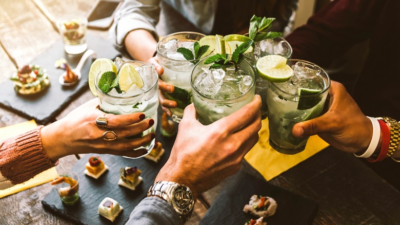 food and cocktails at party
