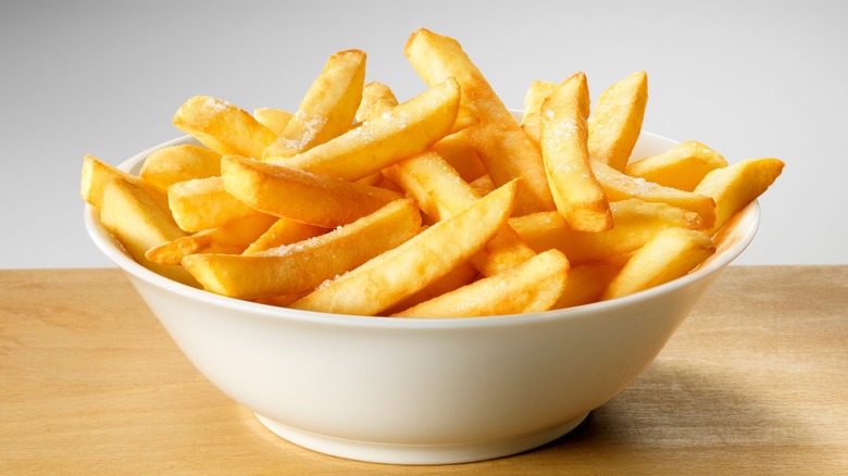 bowl of salted french fries