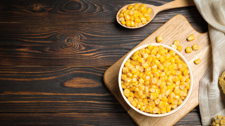 Corn kernels in bowl