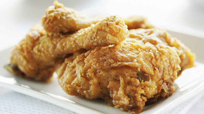 crispy fried chicken on white plate