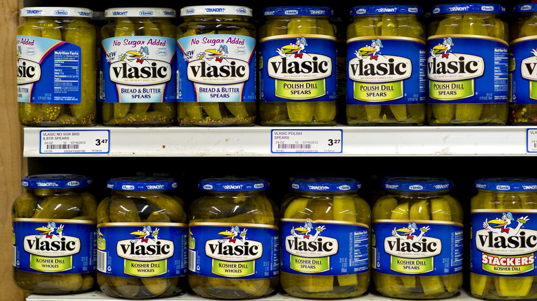 Vlasic pickles on a shelf