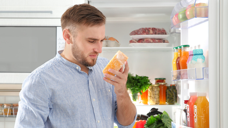 Off cheese in the fridge