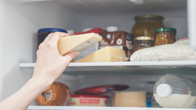 Storing cheese in a refrigerator 