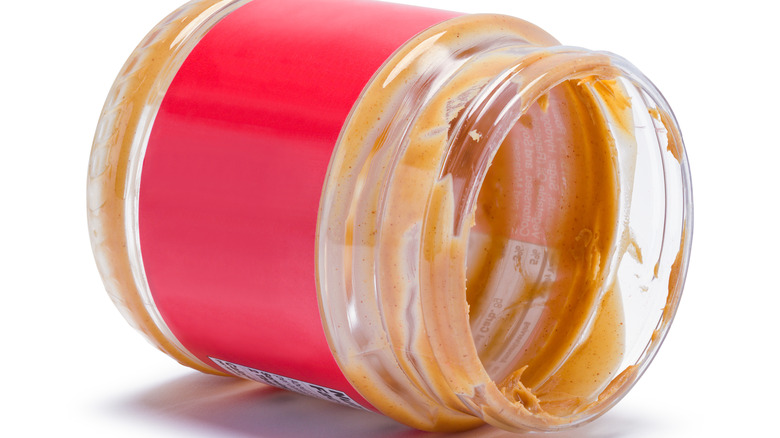 Empty jar of peanut butter
