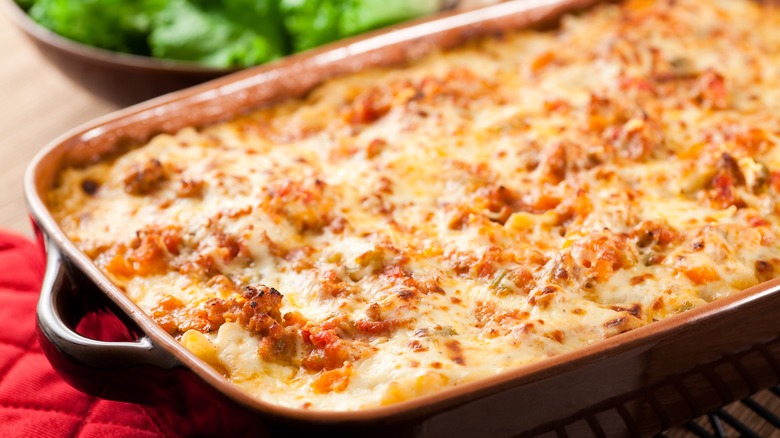 lasagna with a broiled top crust