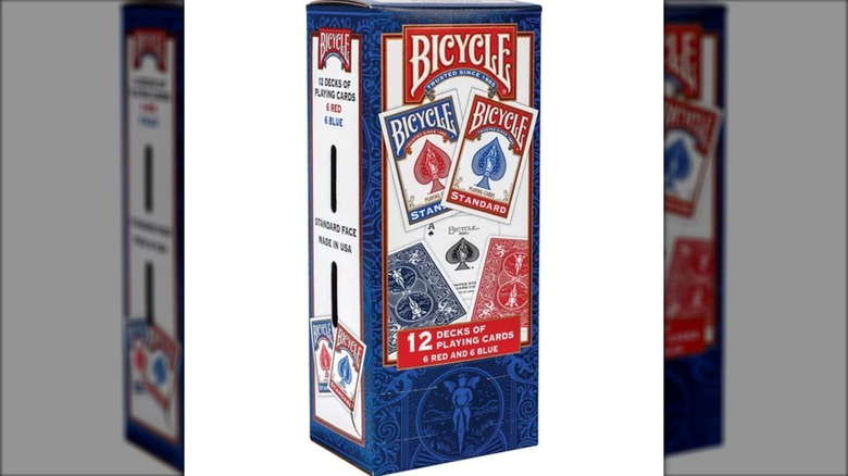 A 12-pack of Bicycle playing card decks