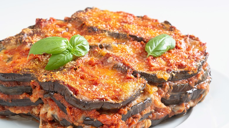 Eggplant Parmesan with all the layers visible