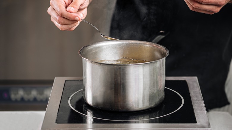 Pan of boiling water