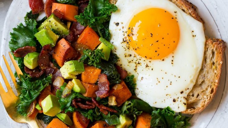 Sweet potato hash and egg