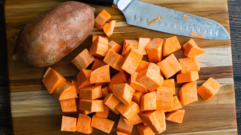 Sweet potato diced into cubes