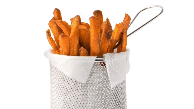 Sweet potatoes in mini basket