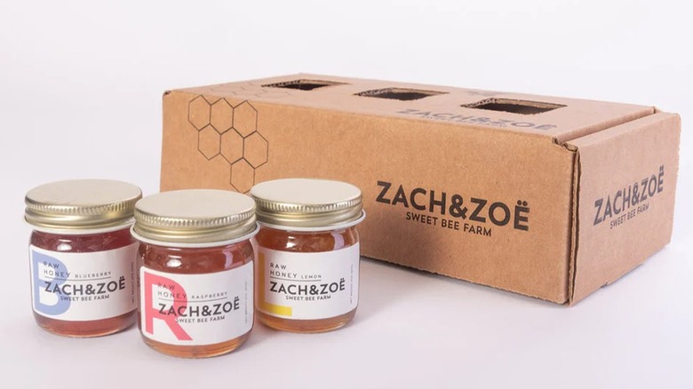 Three small jars of honey by Zach&Zoe gift box