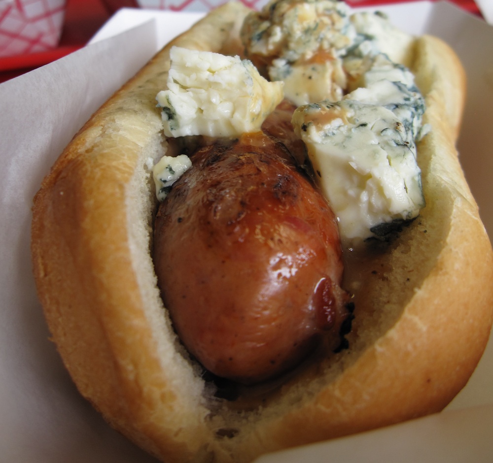 Buffalo blue cheese hot dog