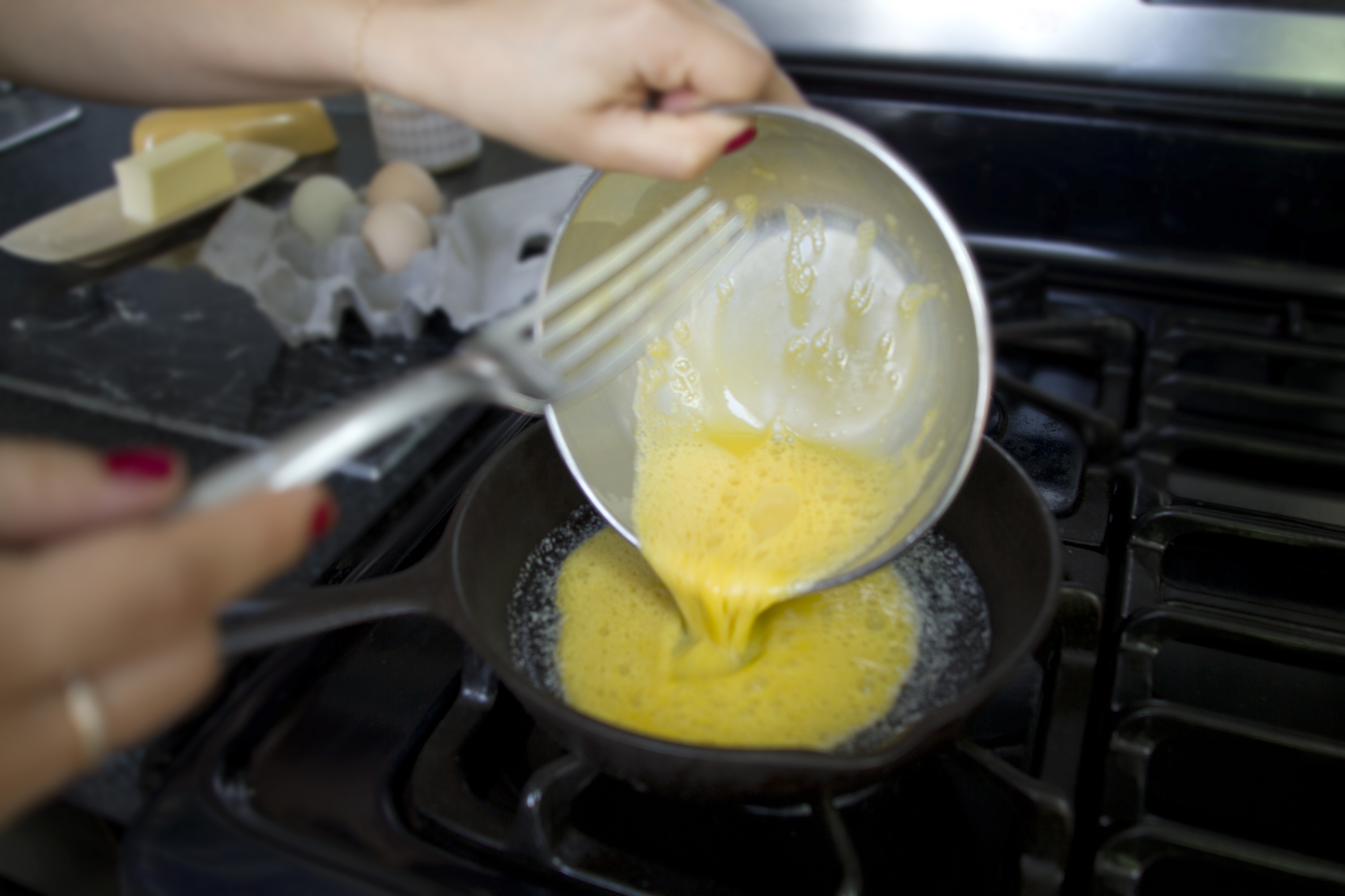 pour eggs