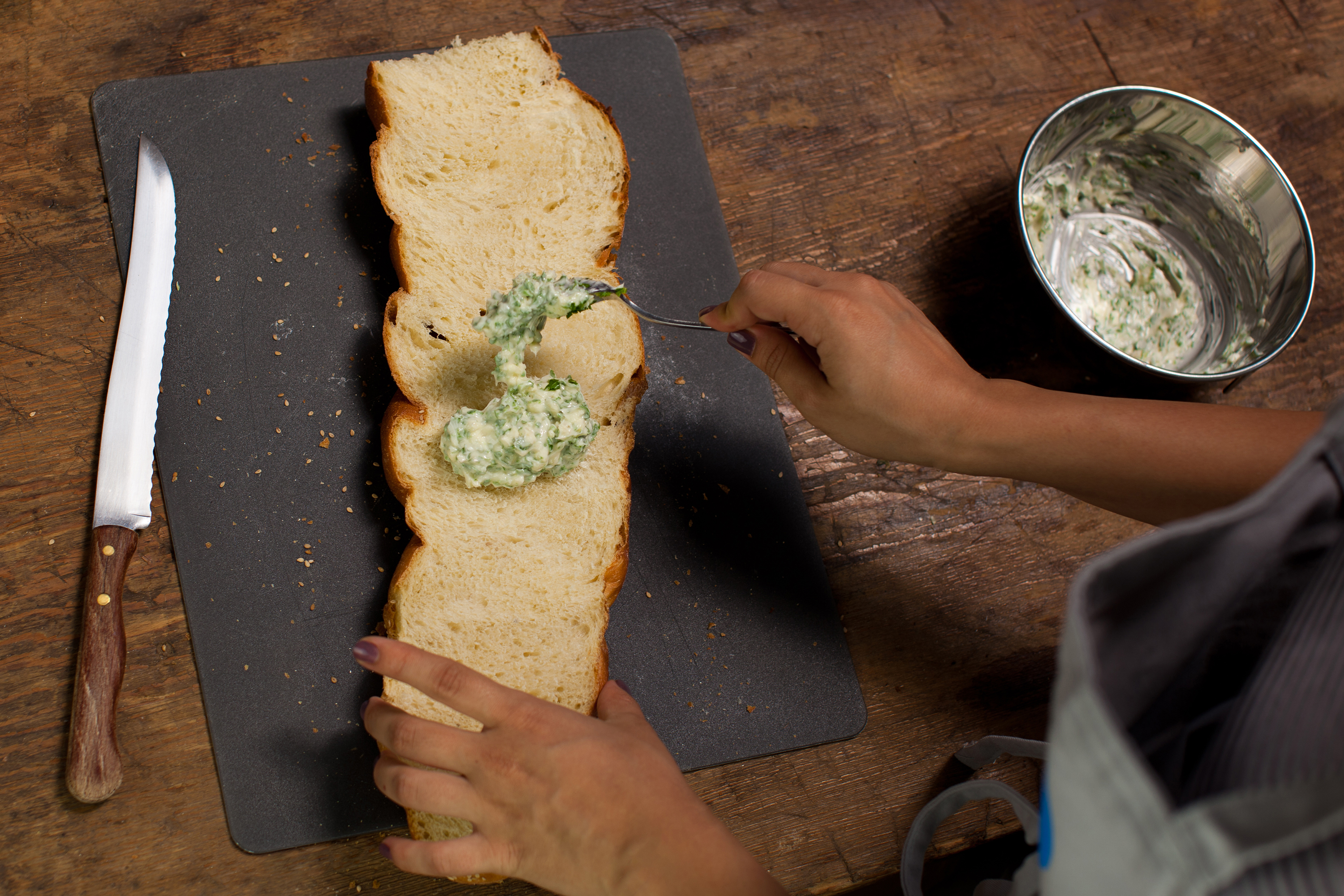 add butter to bread