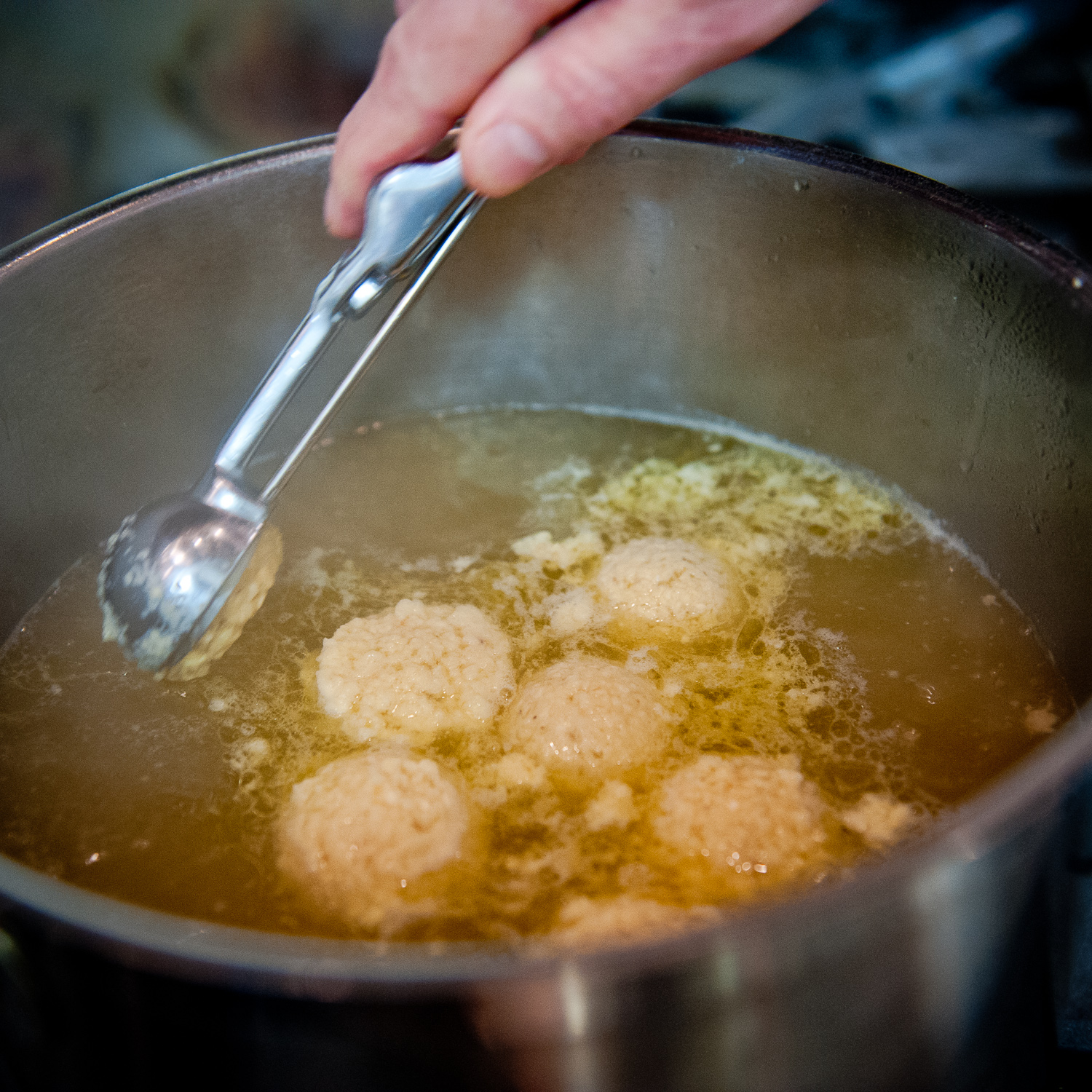 Cook matzo balls in chicken soup