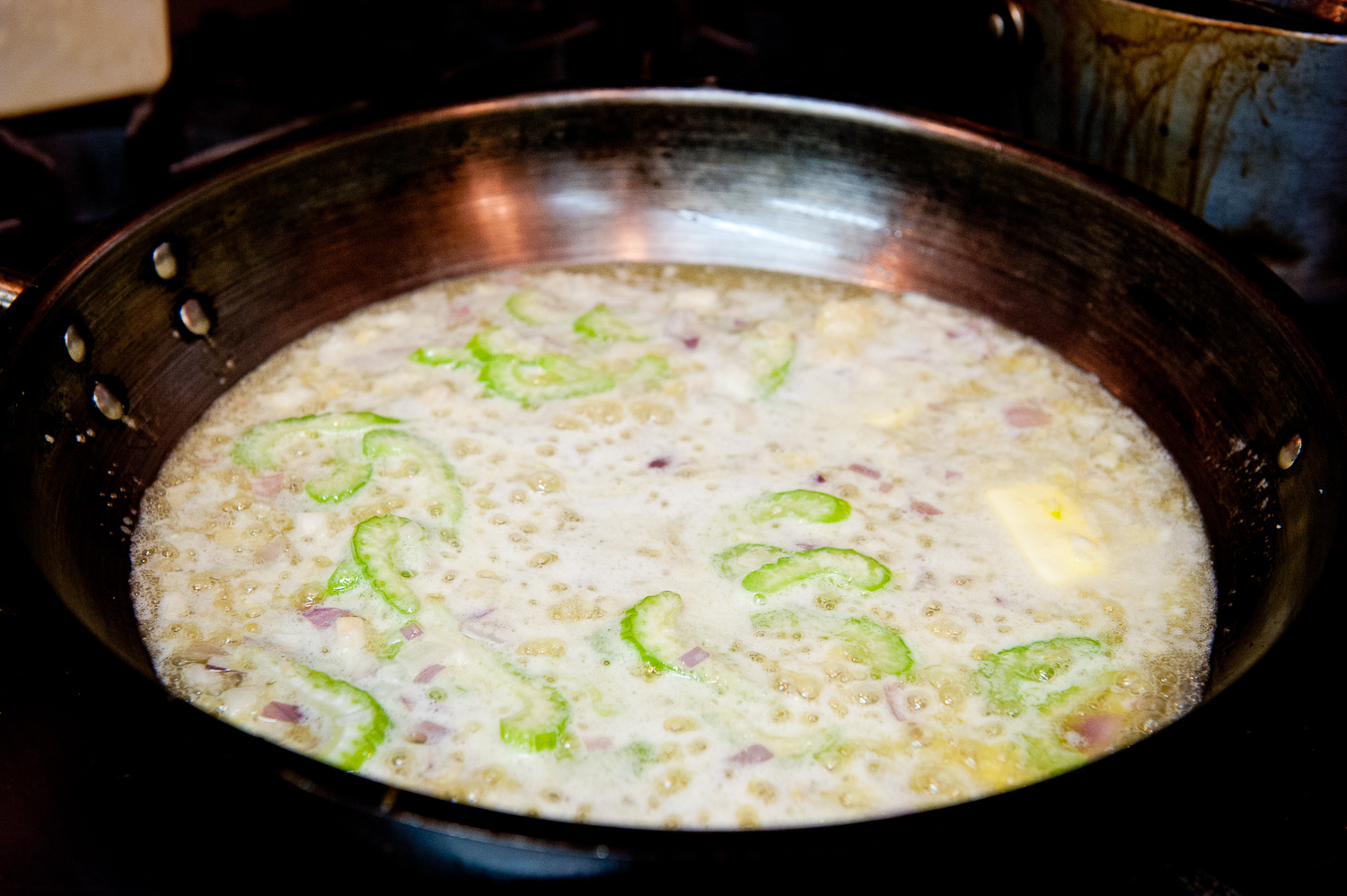 2. Melt butter, saute vegetables