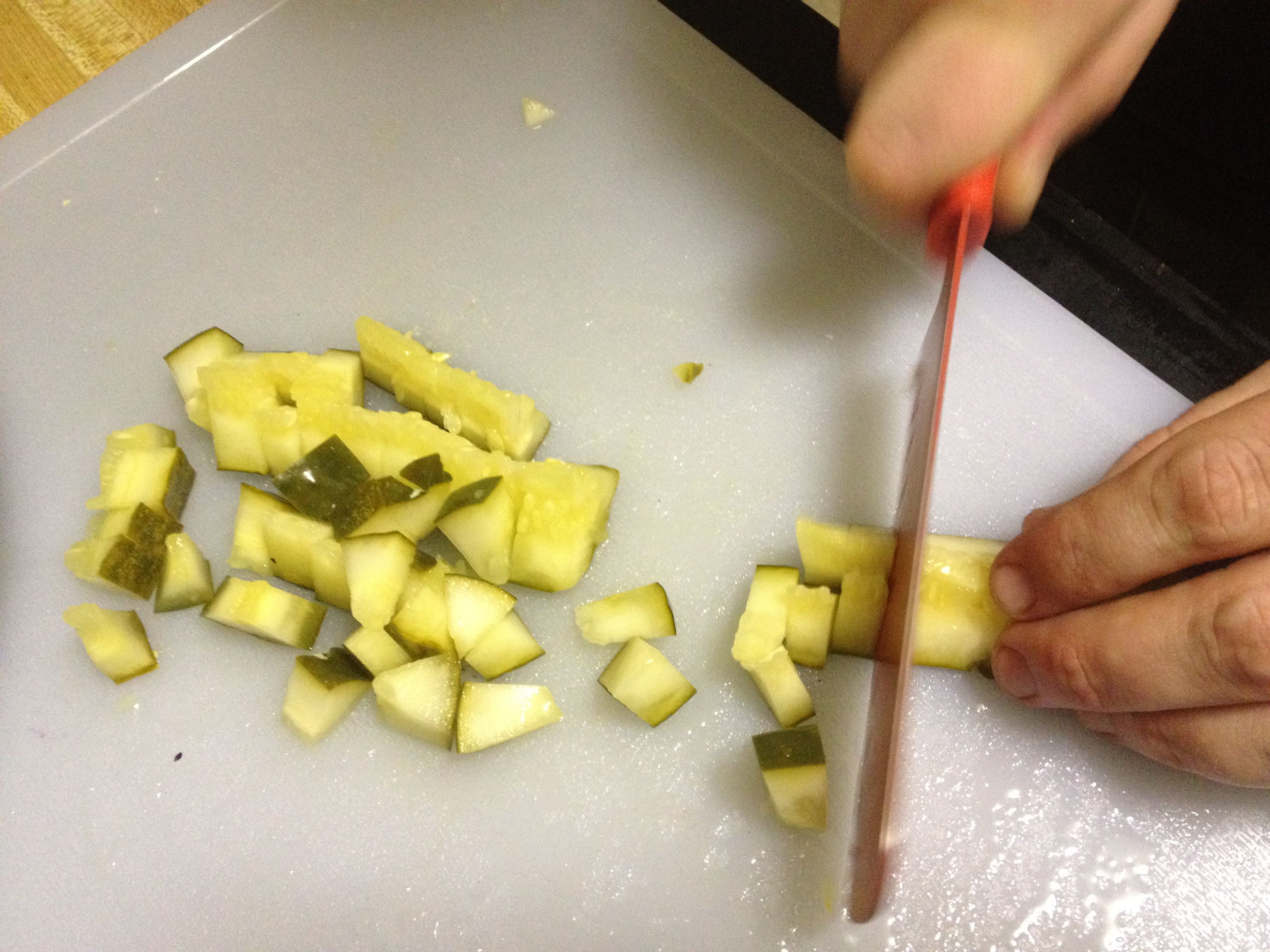 Chop the pickles