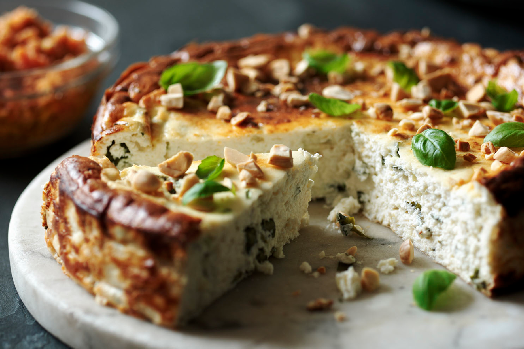 Herb & Ricotta Cheesecake With Roasted Tomato Pesto Recipe - Food Republic