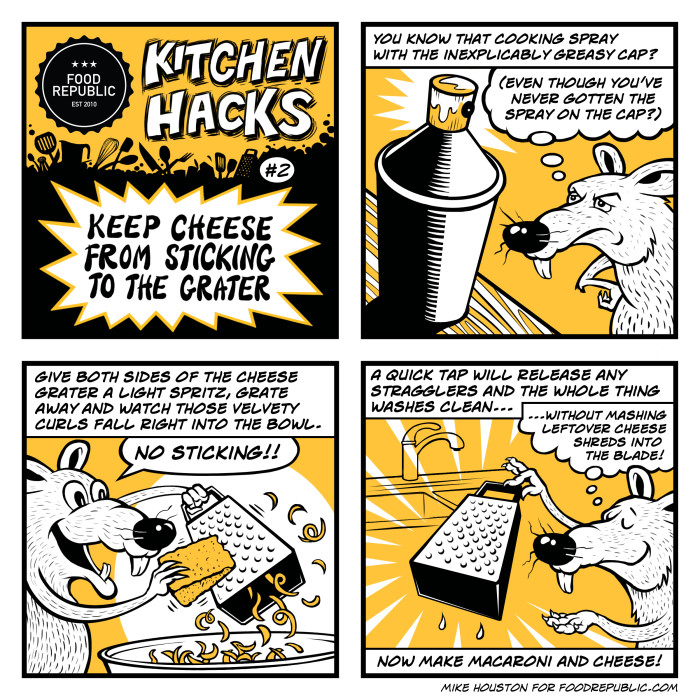 Illustrated Kitchen Hacks How To Keep Cheese From Sticking To The
