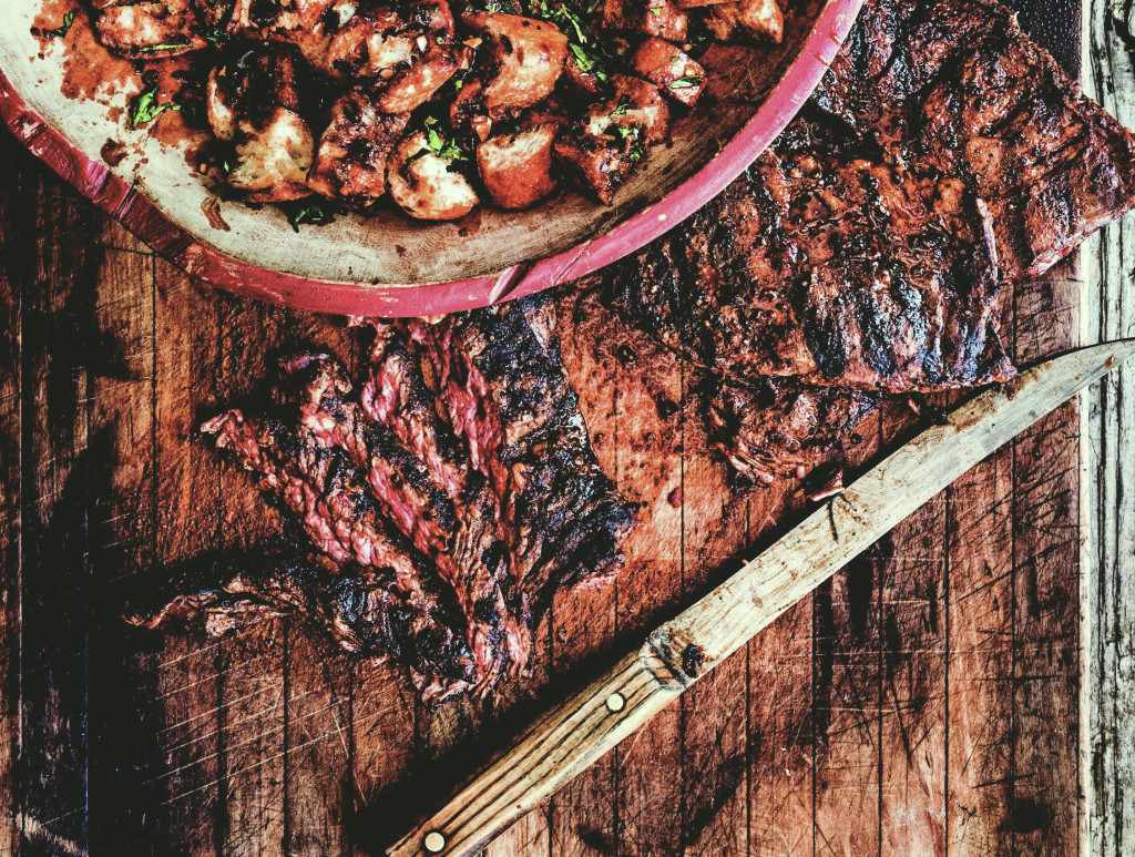 So Simple, So Good Grilled Skirt Steaks With Barbecued Bread Salad