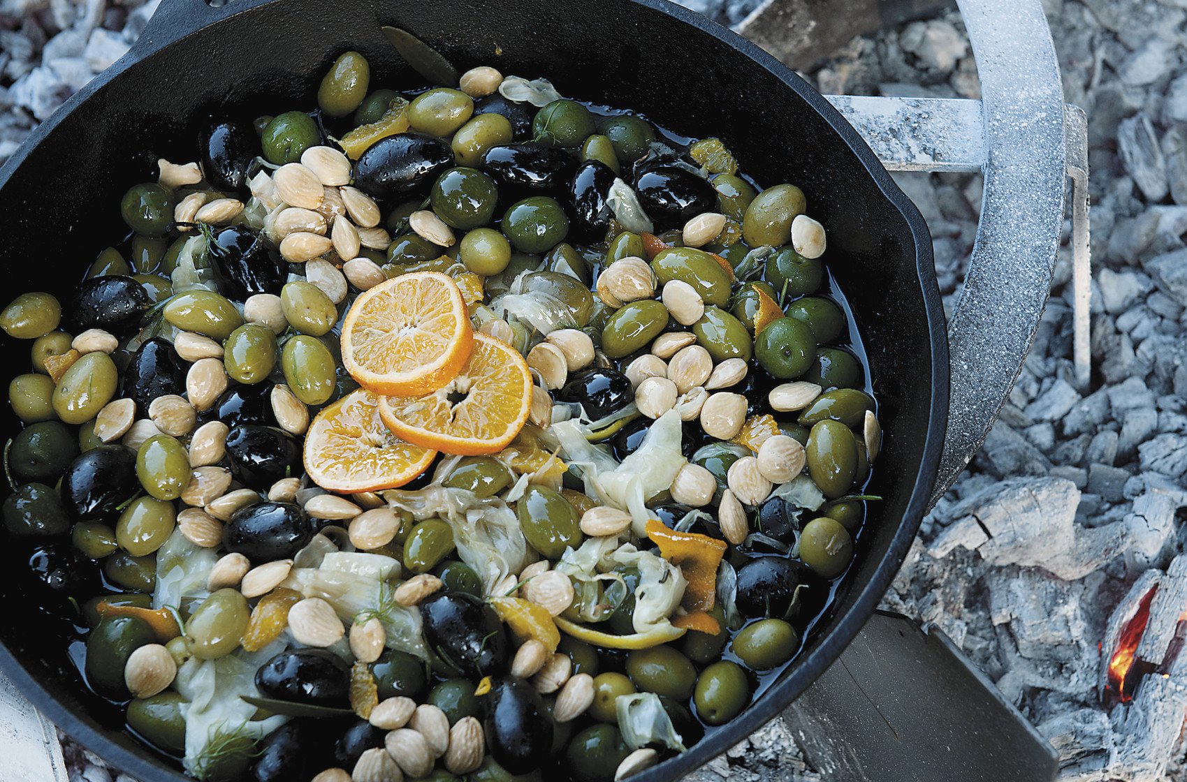 Warm Spanish Olives With Clementines And Toasted Marcona Almonds Recipe