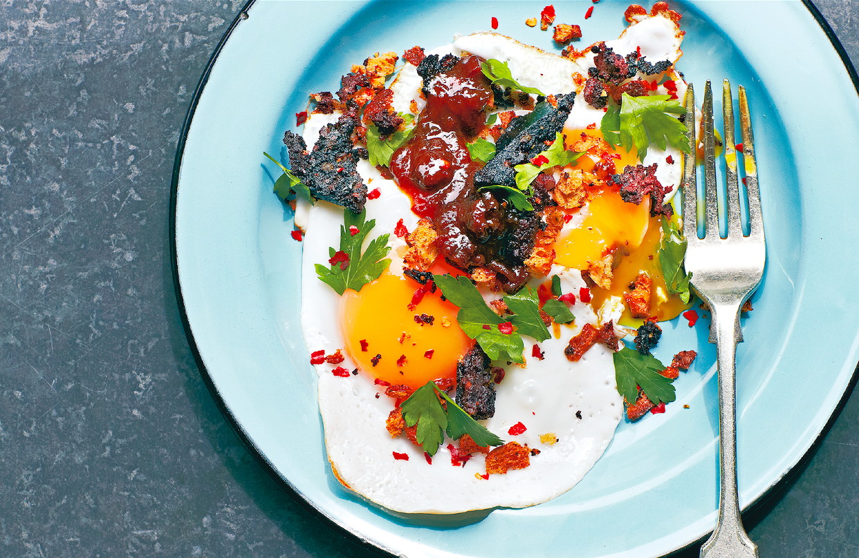  Fried Duck Eggs With Blood Sausage Recipe Food Republic