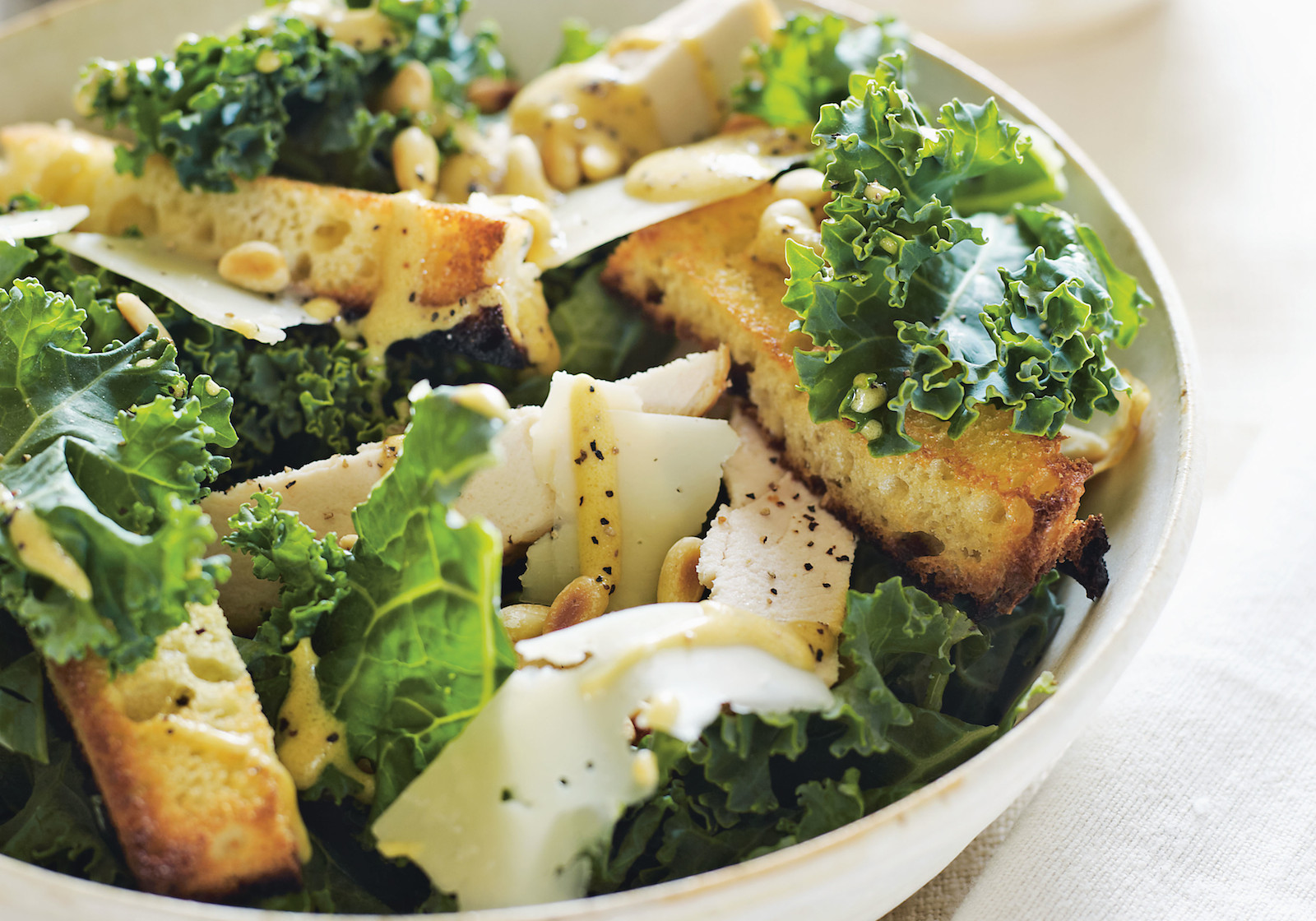 Go Greens! Kale Chicken Caesar Salad Recipe Food Republic