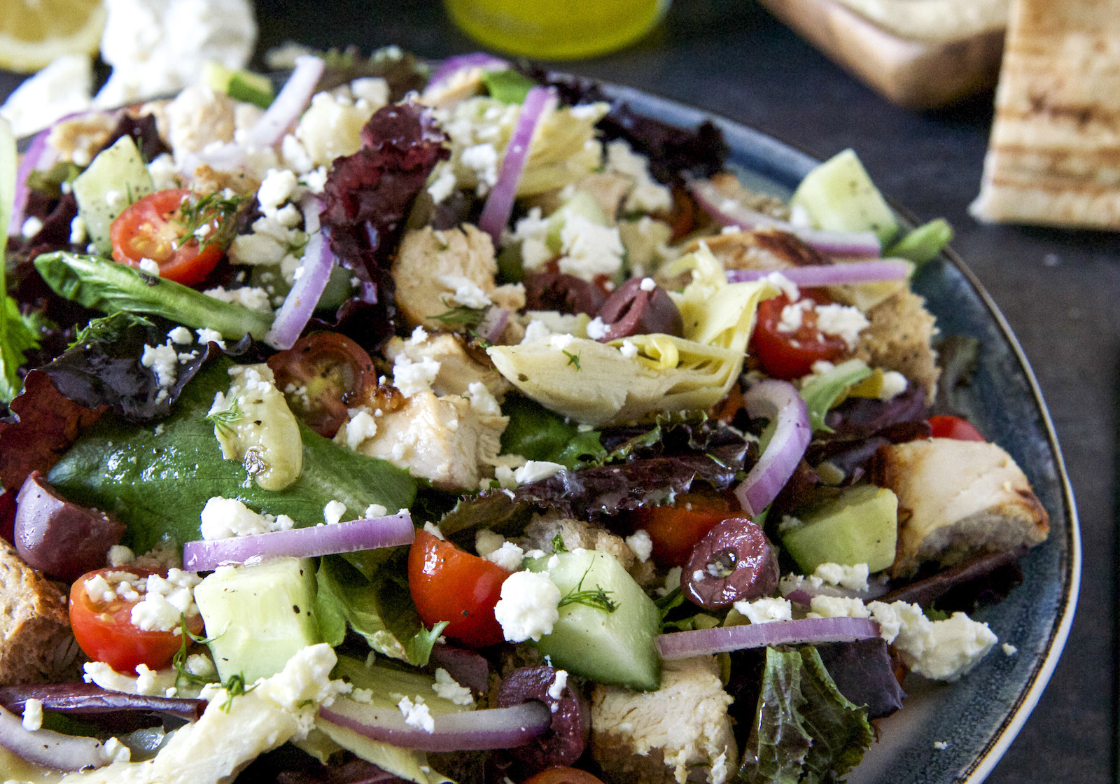 Greek Chicken Panzanella With HoneyLemon Vinaigrette Recipe Food