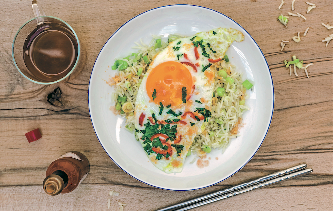 Chilied Eggs On Scallion Rice Food Republic