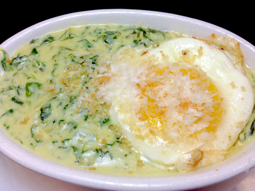 Creamed Spinach And Kale With Fried Egg Food Republic