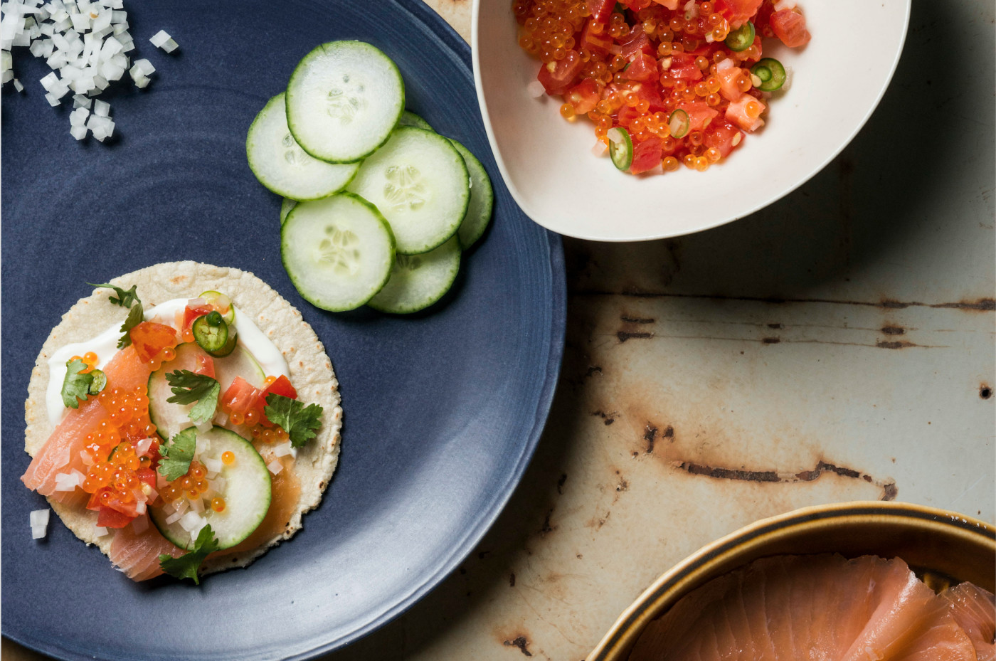 Fish Roe Salsa At Last! Smoked Salmon Tacos With Salmon Roe Salsa - Food Republic