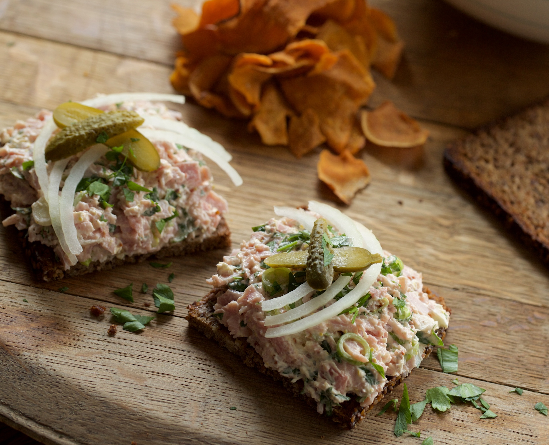 OpenFaced Deviled Glazed Ham Sandwich Food Republic