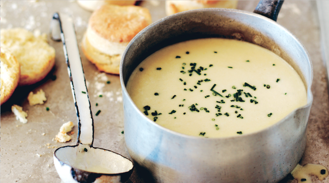 Celery and stilton soup with hot potato scones food republic