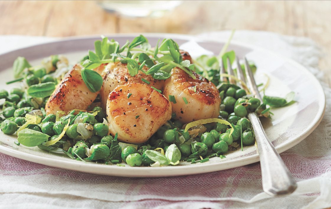 Light, Bright Lemon Spring Peas With Seared Scallops Food Republic