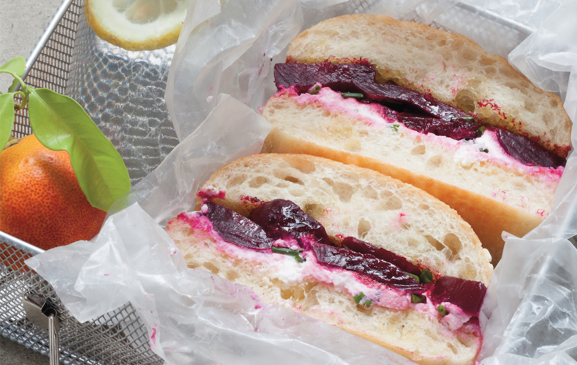 Roasted Beet Sandwiches With Chive Ricotta Cheese Food Republic