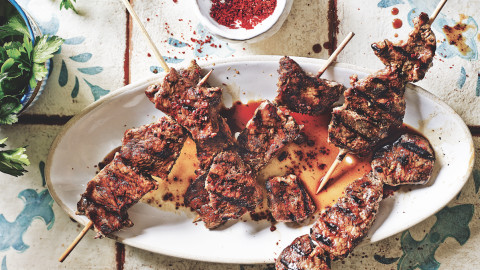 pomegranate beef skewers