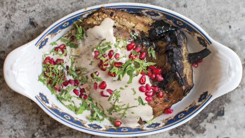 burned eggplant with tahini