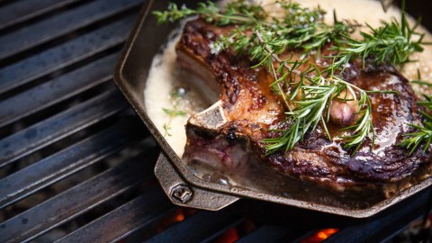 grill with a pan