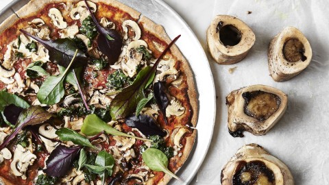 buckwheat pizza with mushrooms