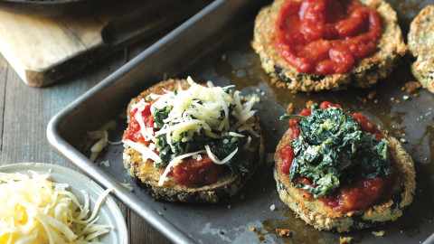 eggplant parmesan with creamed spinach