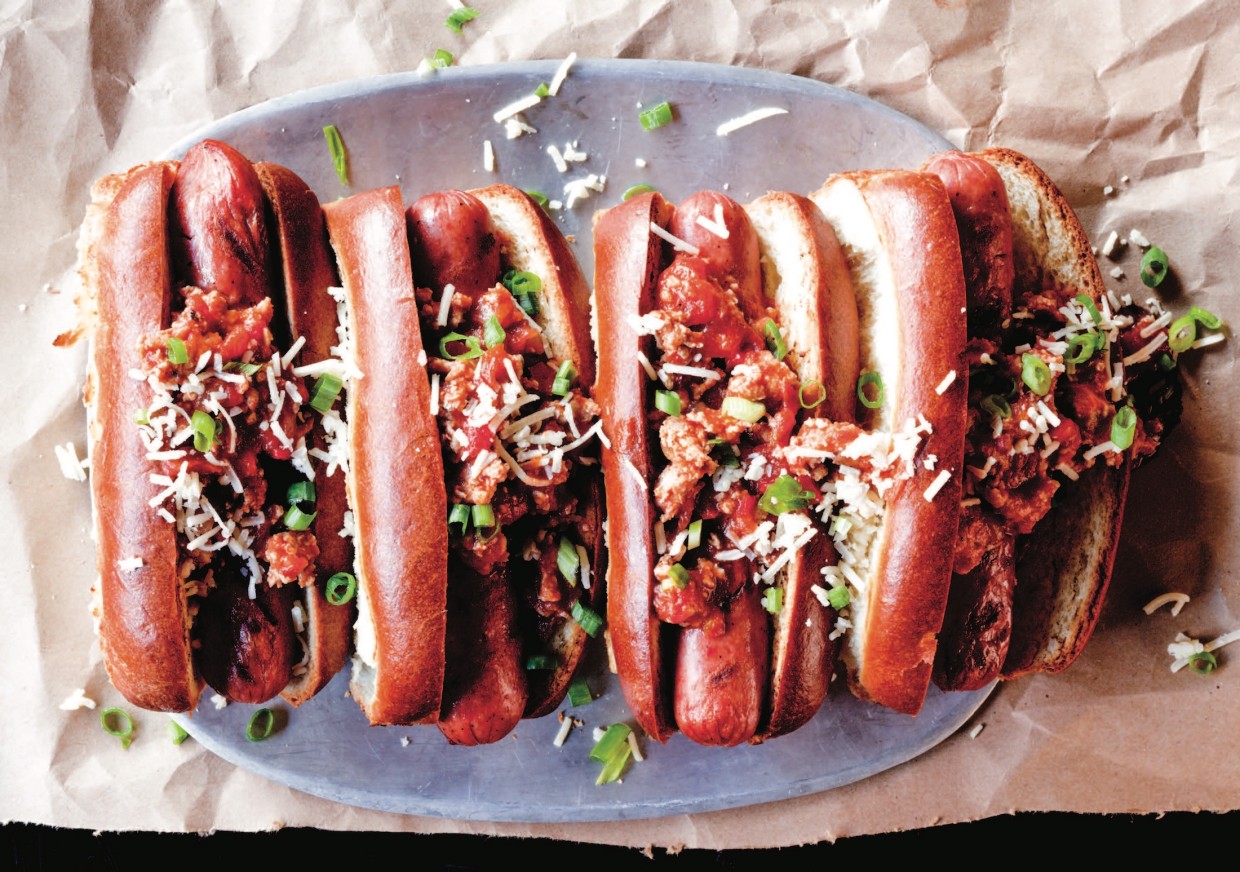 Stacked And Loaded Hot Dogs For Baseball Season